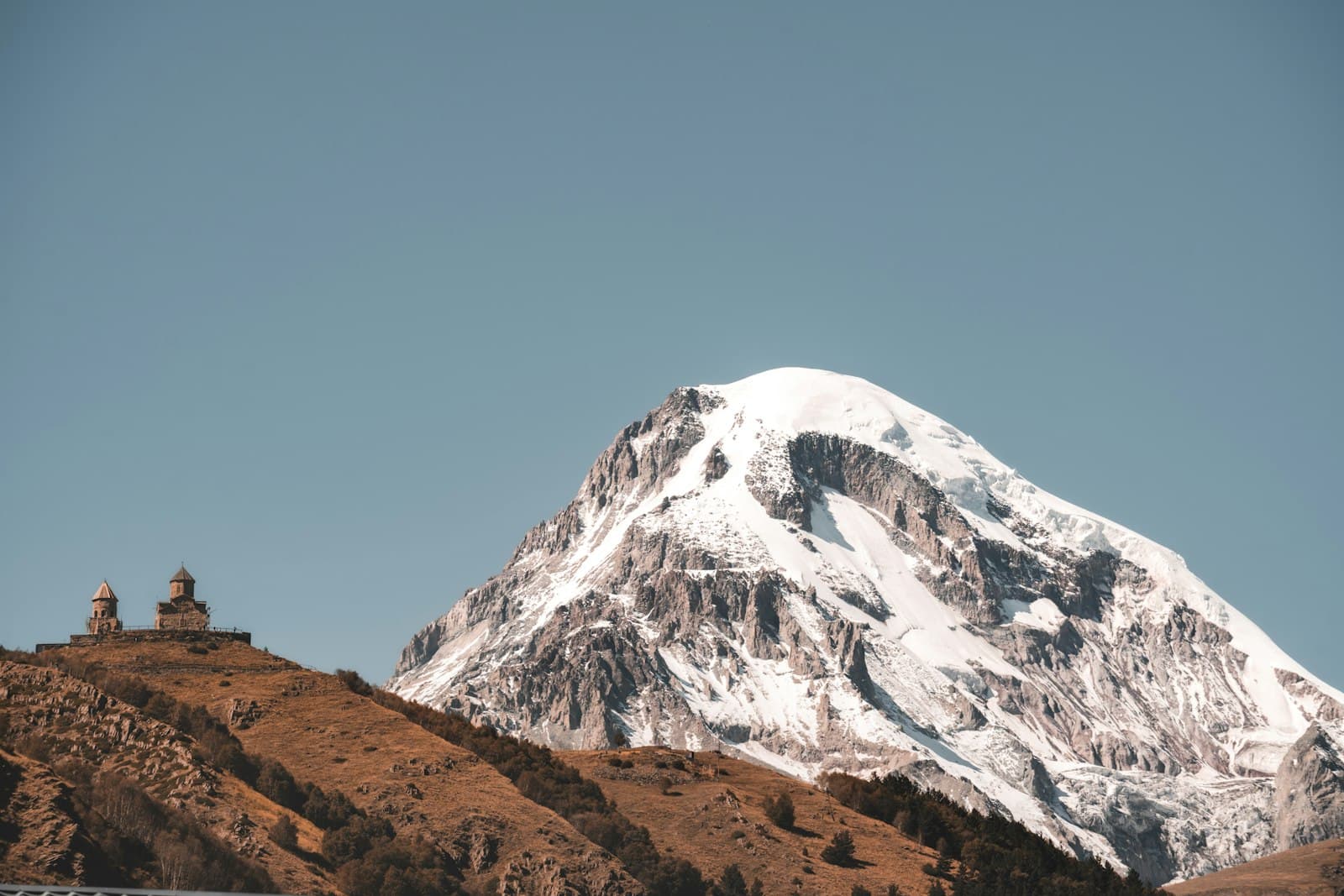 Gergeti Trinity Church beneath Mount Kazbek, Kazbegi, Georgia