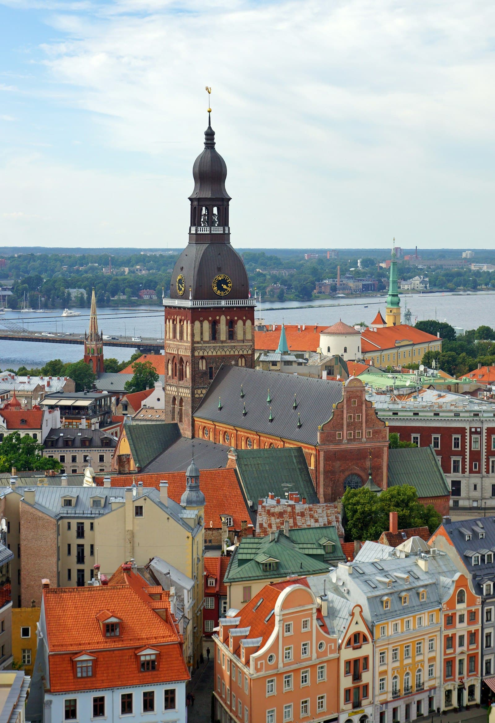 An aerial view over the Old Town of Riga, Latvia