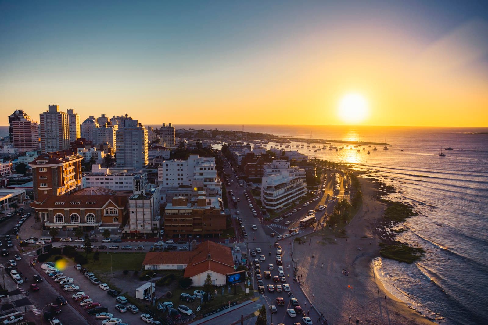 The skyline of Punta del Este at golden hour, Uruguay